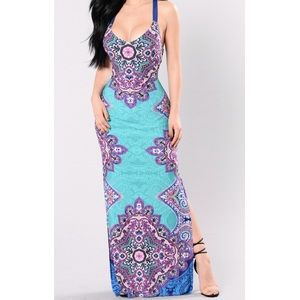 Fashion Nova Blue Maxi Dress